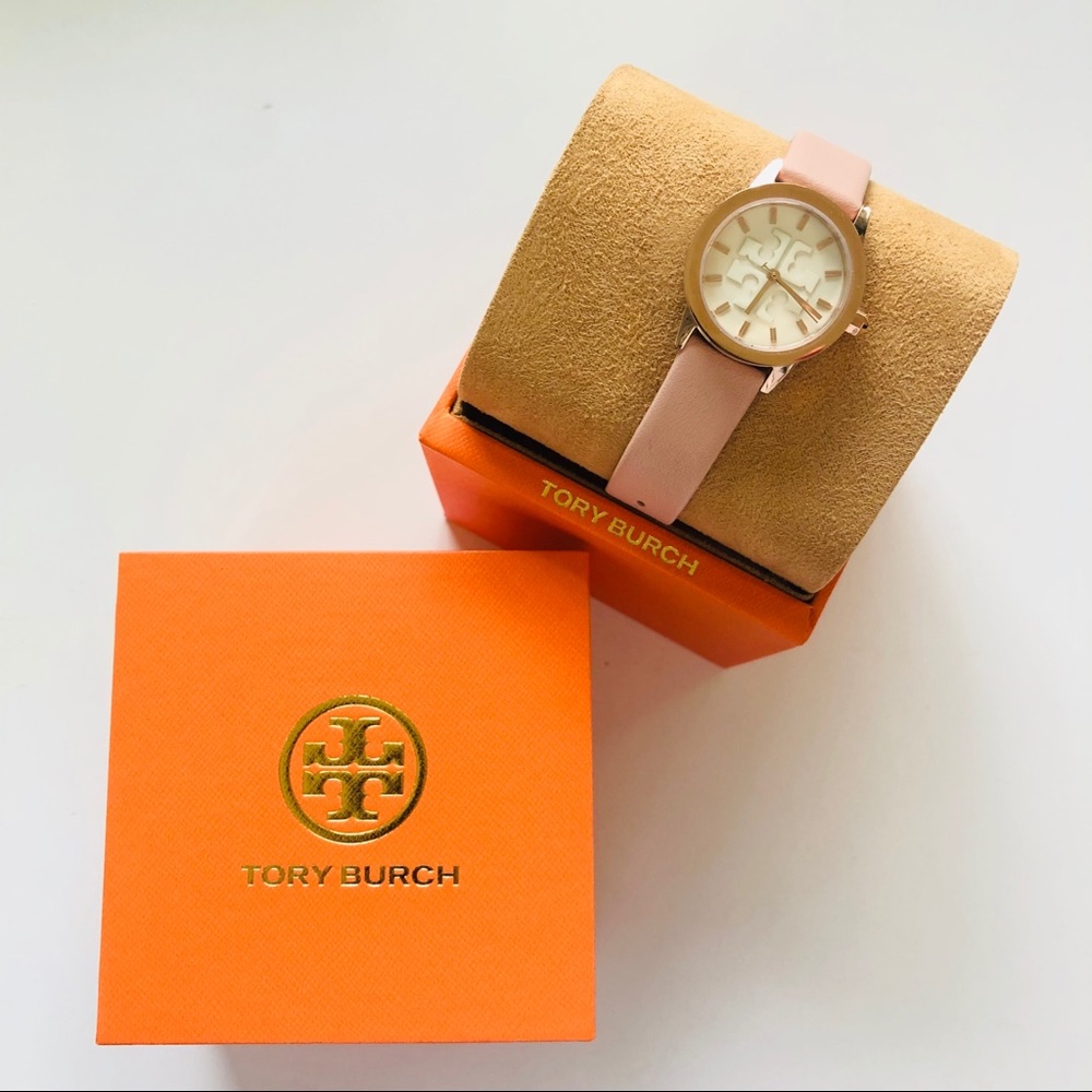 TORY BURCH Gigi Pink Leather Strap Watch 28mm NWT - Picture 6 of 14